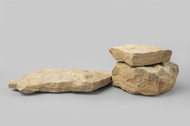 istock Stone podium for show cosmetics product presentation. Abstract minimal backdrop. Two rock form. Gray Nude Studio Background. Scene. Showcase display case. 3D Front View. Trendy neutral color. Space 1537051160