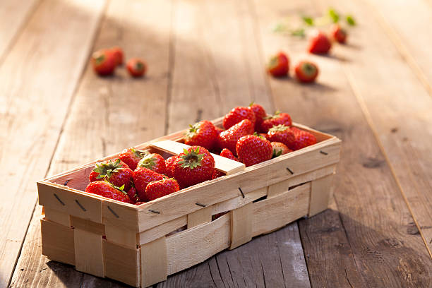 Basket of strawberries stock photo