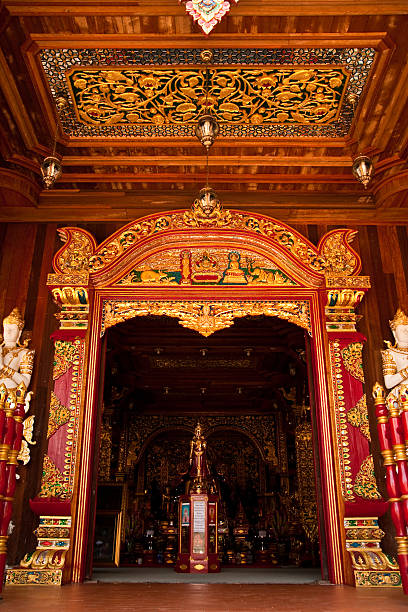 istock Native Thai style temple door 153706119