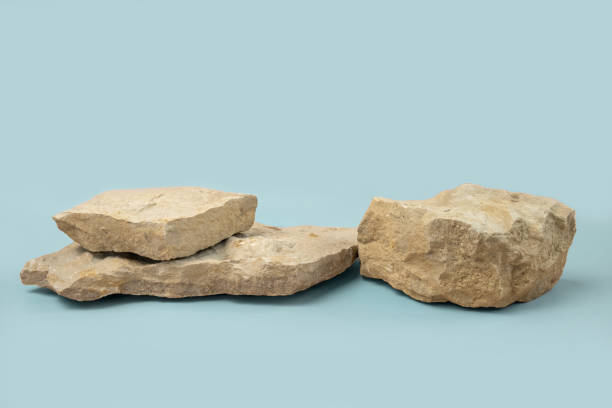 istock Stone podium for show cosmetics product presentation. Abstract minimal backdrop. Two rock form. Blue Nude Studio Background. Scene. Showcase display case. 3D Front View. Trendy neutral color. Space 1537062274