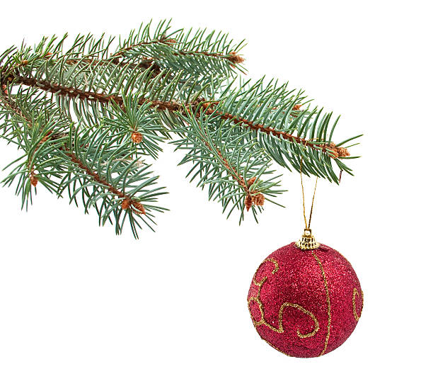 istock spruce twig with a Christmas toy 153706532