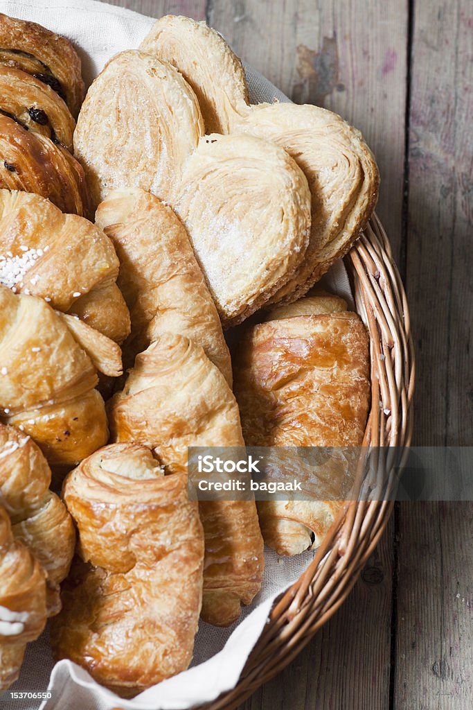 French pastry in a basket French pastry in a basket shot with Canon 5d Mark II, with natural lighting Baguette Stock Photo