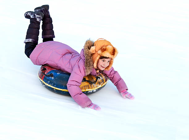 Snow tubing stock photo