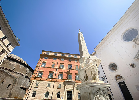 Rome, Italy - November 18, 2023: Replica of the Marcus Aurelius monument on Capitol Hill/ Campidoglio. The original sculpture that is 2000 years old is now inside the museum.