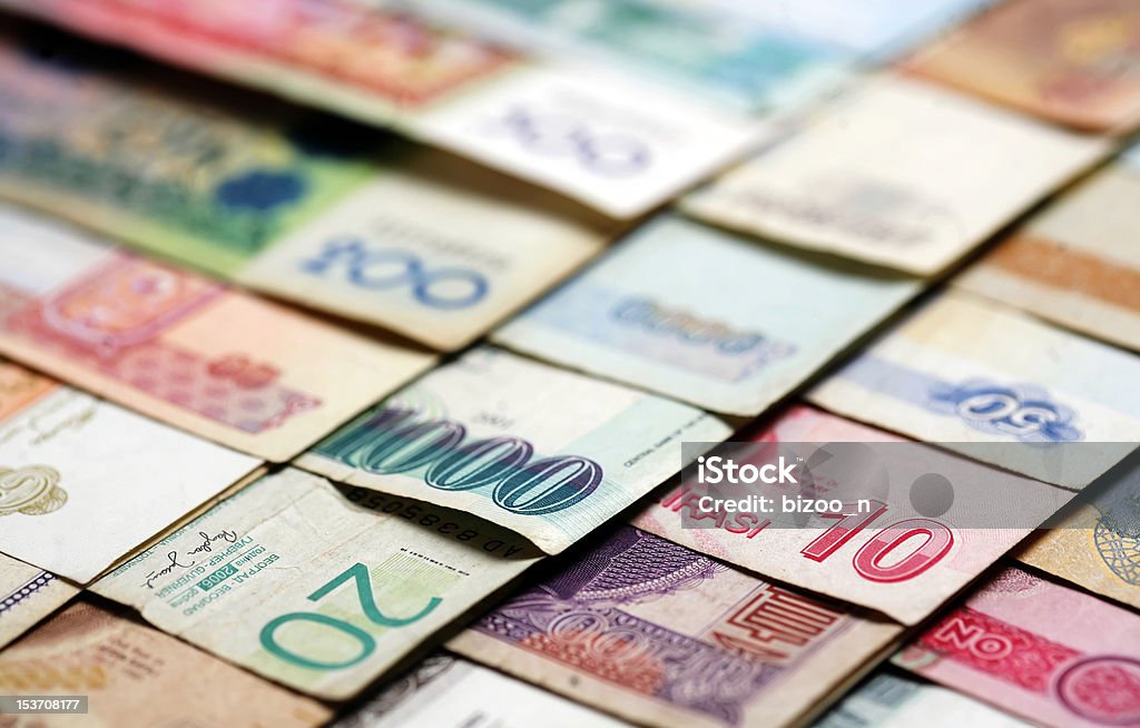 Macro money Close-up shot of various banknotes with shallow depth of field Abstract Stock Photo