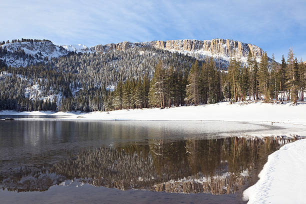 Winter at Mammoth Lakes in California mountains stock photo