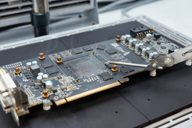 istock A video card with a freshly soldered GPU chip using an infrared soldering station. Maintenance and repair of computer equipment. 1537090065