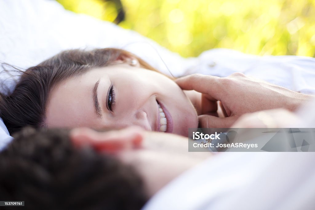 Closeup on loving couple Young beautiful loving couple close portrait. Adult Stock Photo