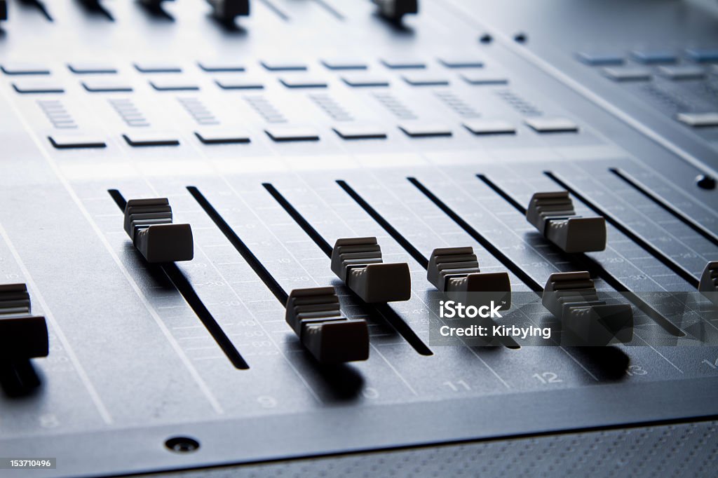 Close up of Digital sound mixing console New digital mixing console for sound and recording Sound Mixer Stock Photo