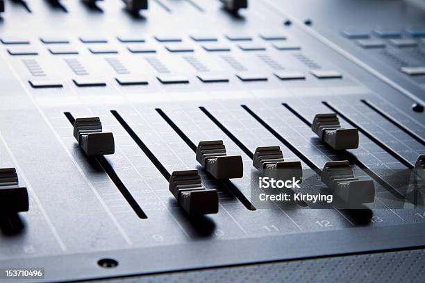 Close Up Of Digital Sound Mixing Console Stock Photo - Download Image Now - Sound Mixer, Radio Station, Amplifier