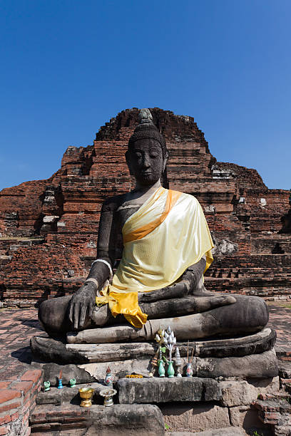 old statue of Buddha stock photo