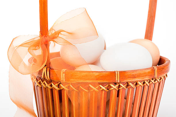 Eggs in a basket stock photo