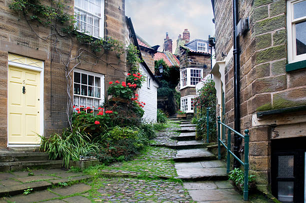 Cottages in Robin Hoods Bay stock photo
