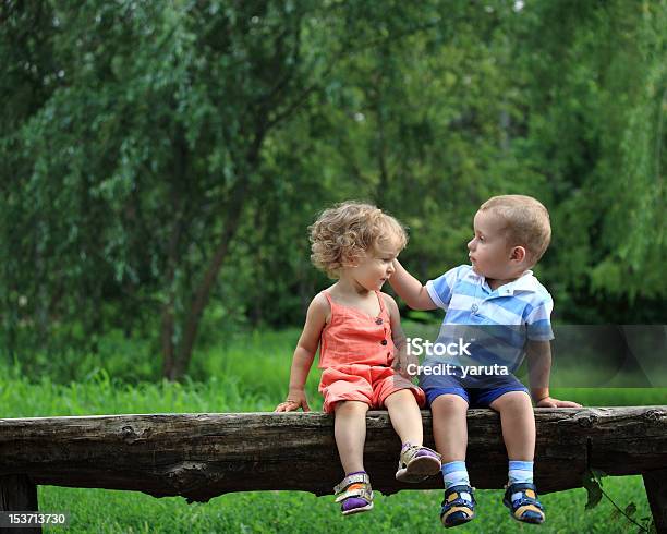 Kind Words Stock Photo - Download Image Now - Bench, Boys, Brother