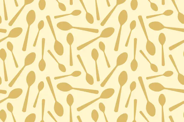 Vector illustration of golden seamless spoons pattern; kitchen, restaurant, menu background