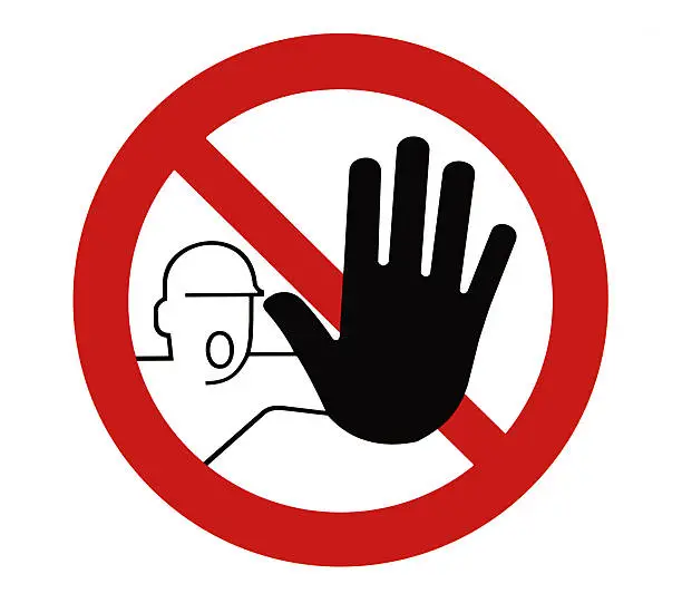 Photo of Man's hand outstretched to show that entering is not allowed