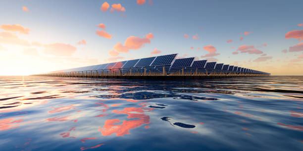 istock 3d rendering of floating solar with sky background. 1537144319