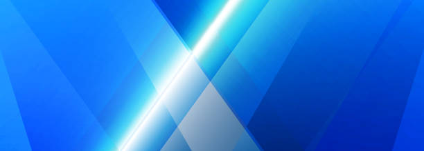 istock Blue modern abstract wide banner with glowing line and geometric shapes abstract background. 1537151415
