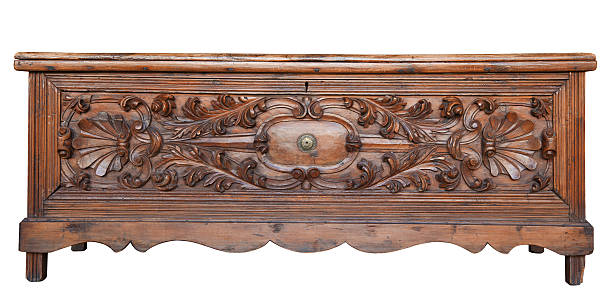 istock Antique wooden chest isolated on white 153716607