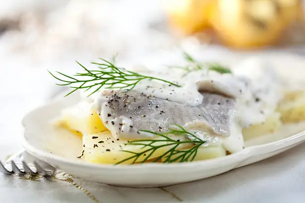 herring-potato salad with cream sauce for christmas