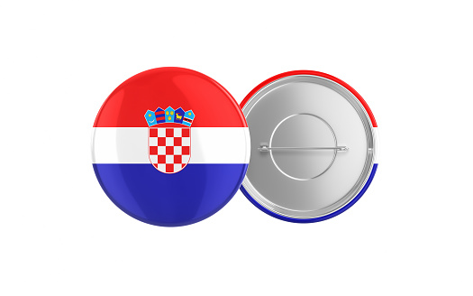 3d Render Croatia Flag Badge Pin Mocap, Front Back Clipping Path, It can be used for concepts such as Policy, Presentation, Election.