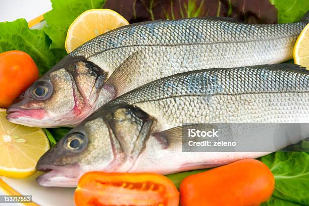 Fresco Spigola - Fotografie stock e altre immagini di Alimentazione sana - Alimentazione sana, Branzino, Composizione orizzontale