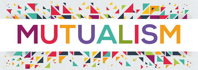 Mutualism text banner, vector illustration.