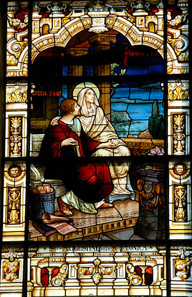 istock Stain glass window of Saint Augustine 153718597