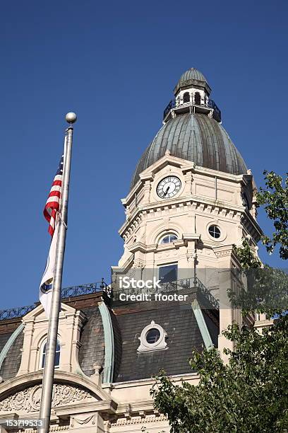 American Courthouse And Flag Stock Photo - Download Image Now - Indiana, Terre Haute, Courthouse
