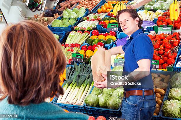 Greengrocer Stock Photo - Download Image Now - Adult, Adults Only, Brown