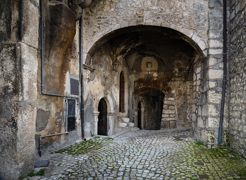 The historic center of a medieval village in the Province of L'Aquila.