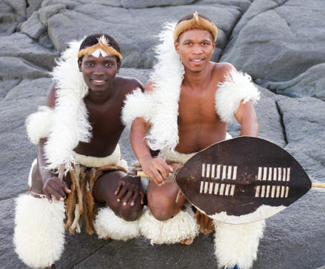 traditional african zulu man on beach