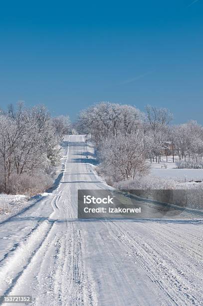 Winter Scene On A Country Road In Rural Iowa Stock Photo - Download Image Now - Beauty In Nature, Cold Temperature, Day