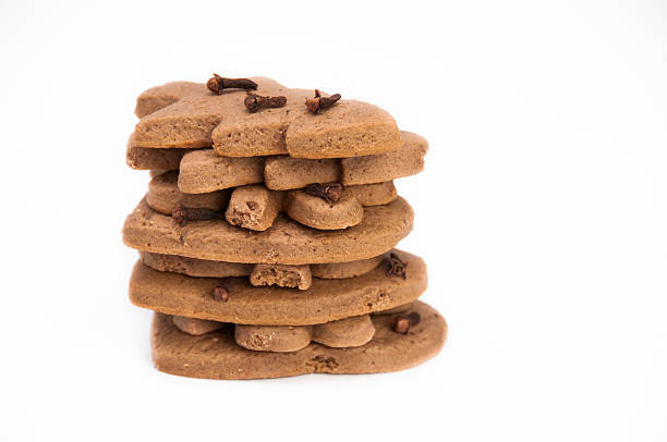 Stack of homemade gingerbread on isolating background stock photo