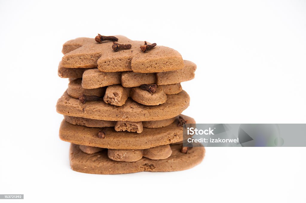 Pilha de caseiro de gengibre em isolar fundo - Foto de stock de Biscoito royalty-free