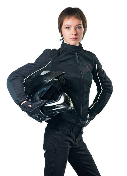 istock Woman in motorcycle clothing 153722295