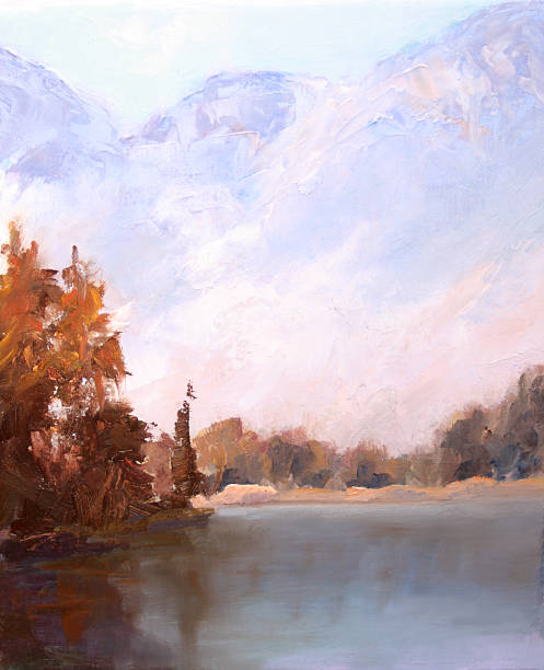 istock Mountain Lake An Oil Painting 153722420