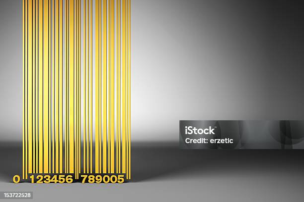 Golden Bar Code Stock Photo - Download Image Now - Gray Color, Shape, Yellow