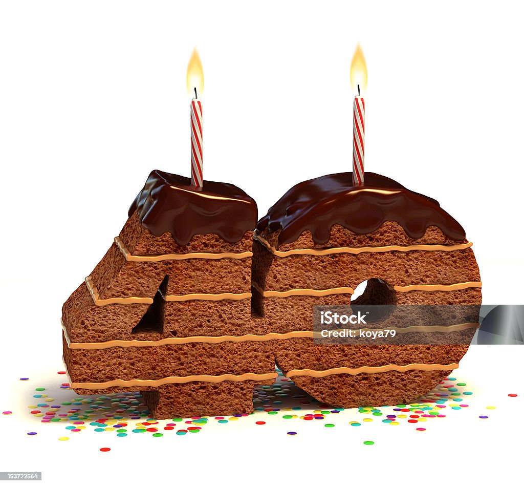 fourty Torta al cioccolato a forma di numero - Foto stock royalty-free di Numero 40