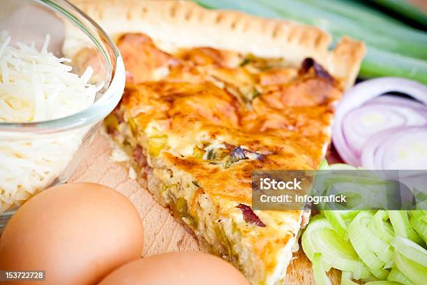 Quiche Lorraine Ingredients Stock Photo - Download Image Now - Animal Egg, Baked, Baked Pastry Item