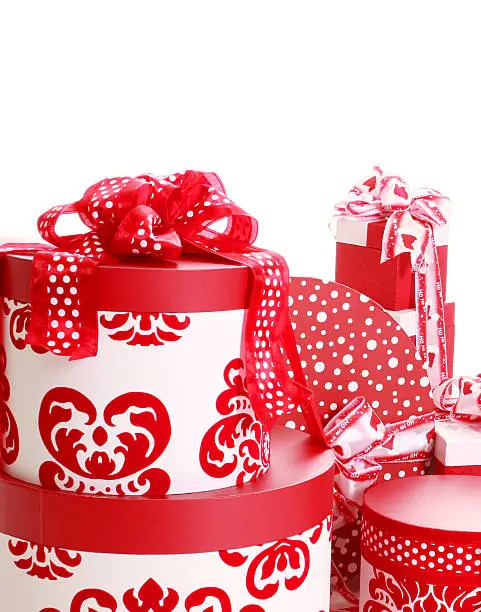 Stack of red and white Christmas Gifts!