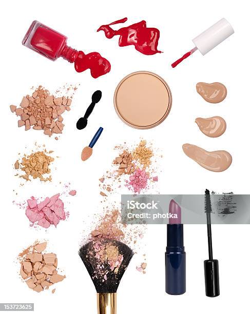 Assortment Of Cosmetics And Beauty Products Stock Photo - Download Image Now - Beauty Product, Blusher - Make-Up, Crushed