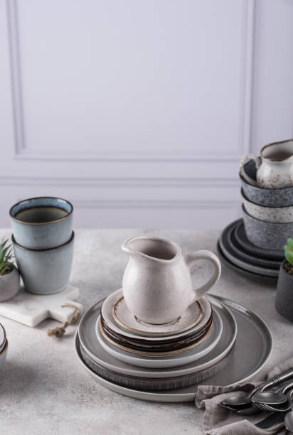istock Craft ceramic plates, bowls and cups 1537237028