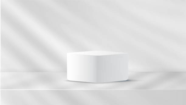istock Realistic 3d podium white and gray color backdrop. Abstract vector rendering geometric platform. Product display presentation Minimal scene. 1537240739