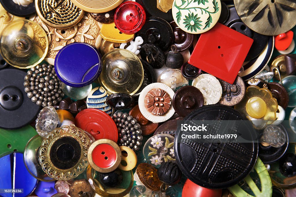Grupa przycisków w stylu vintage - Zbiór zdjęć royalty-free (Artykuły do szycia)