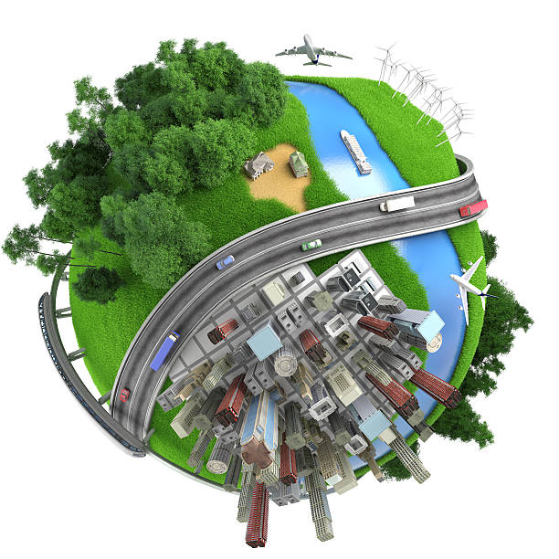istock Isolated miniature globe tranports and life styles 153724448