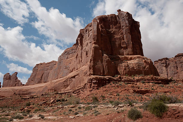 A huge rock formation at the entrance to the park
