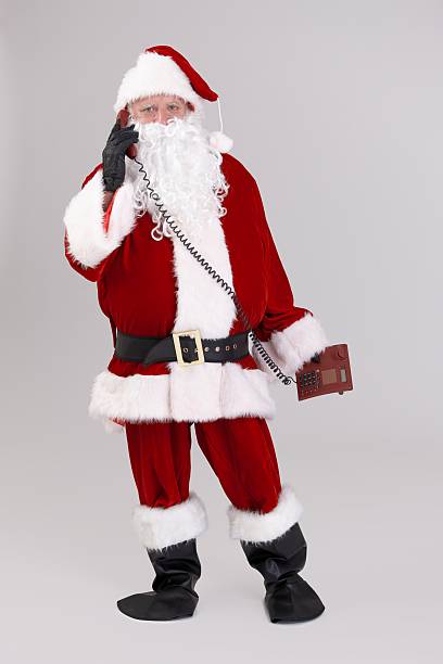 Santa on the phone stock photo