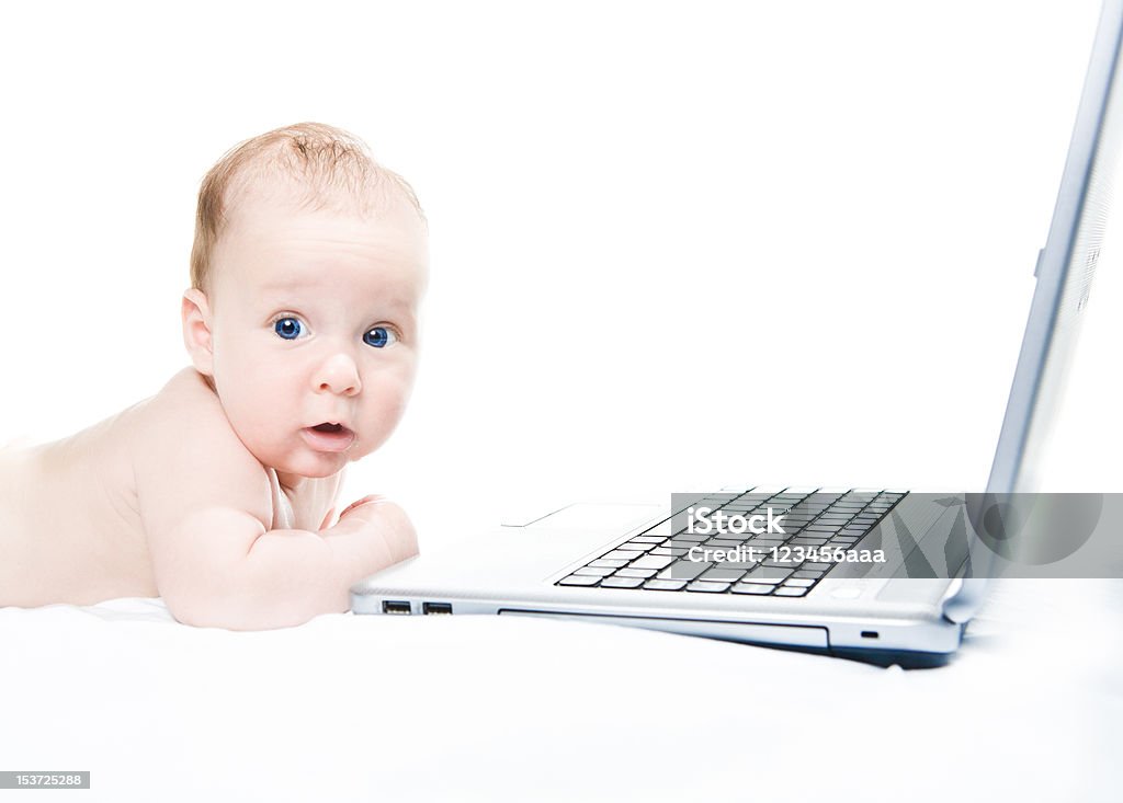 beautiful baby beautiful baby for laptop on a white background Affectionate Stock Photo