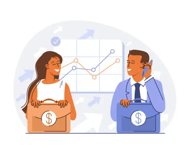 Vector illustration of Financial management, savings and investment